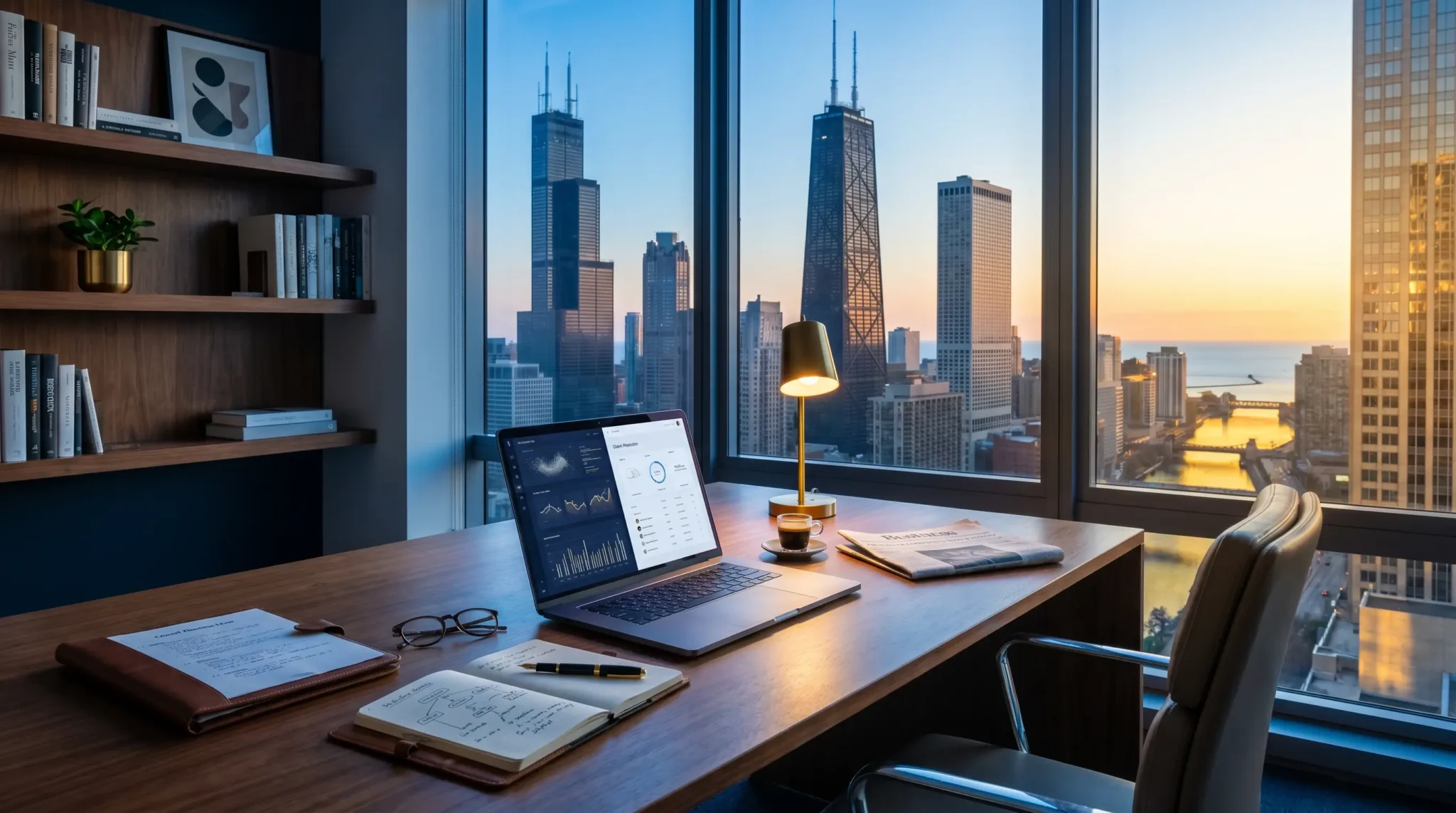 How to start an AI consulting business in Chicago Loop skyline workspace