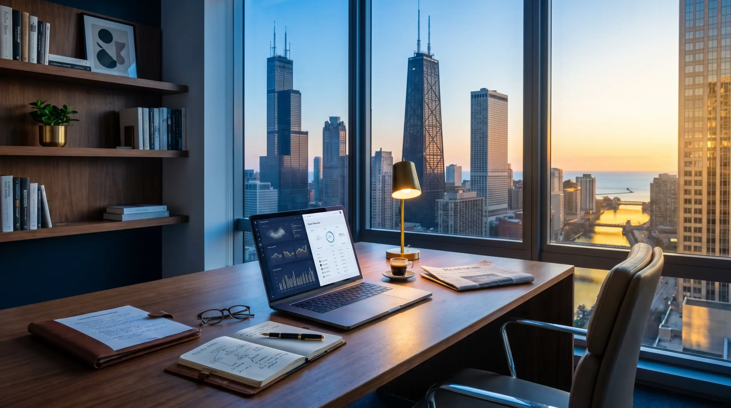How to start an AI consulting business in Chicago Loop skyline workspace