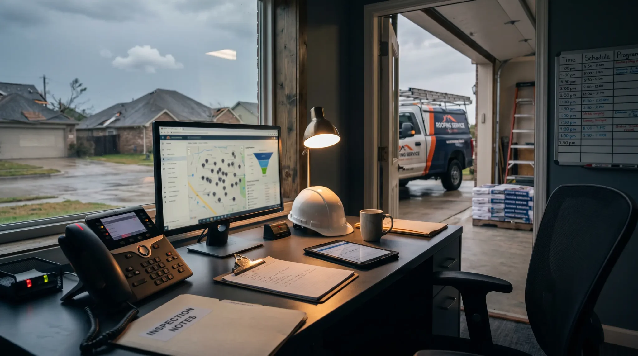 AI agent for roofing contractors phone ringing after storm damage