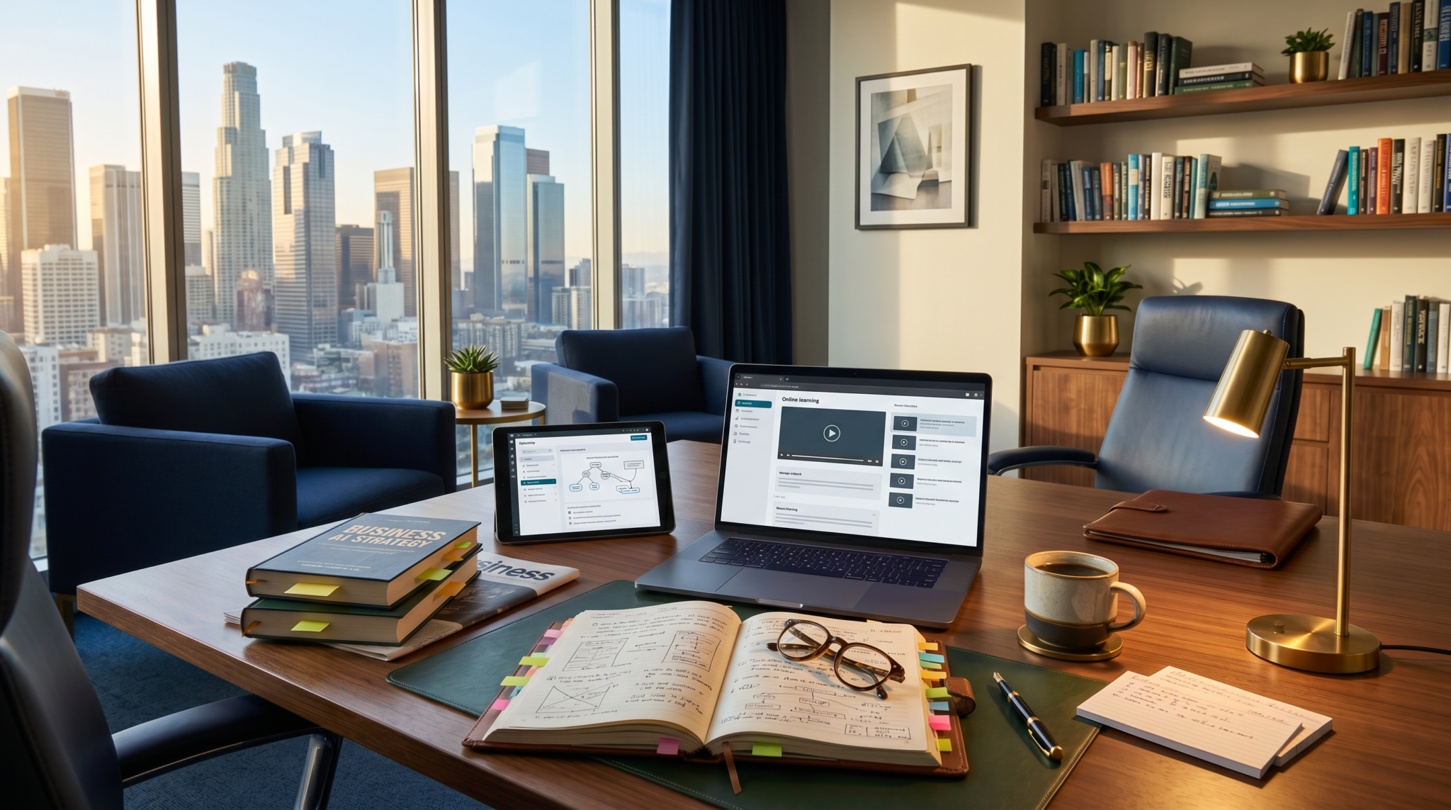 AI consulting course study workspace with notebooks and AI tool documentation