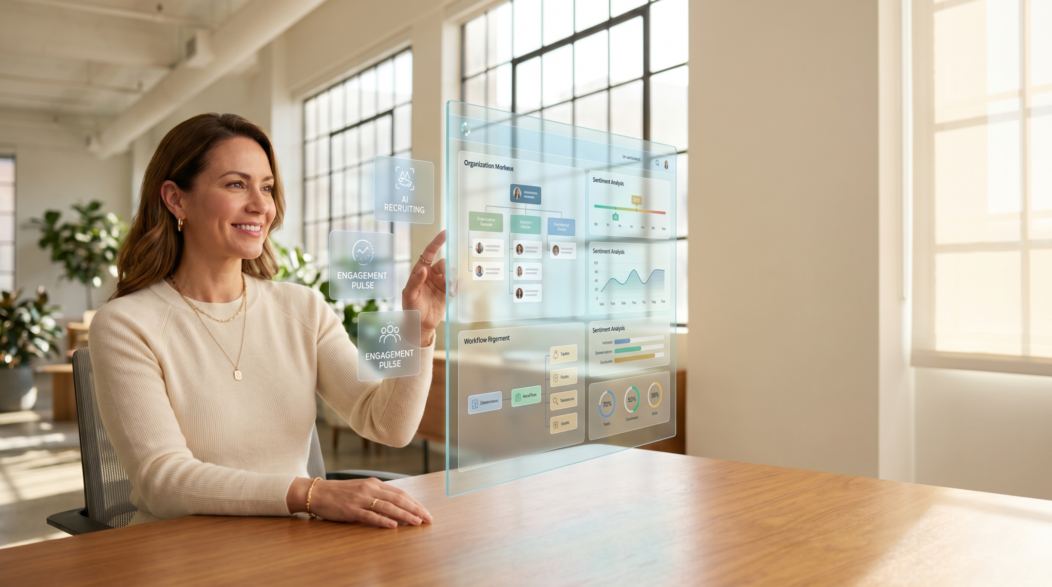 AI consulting for former HR leaders workspace with change management framework and people-systems architecture