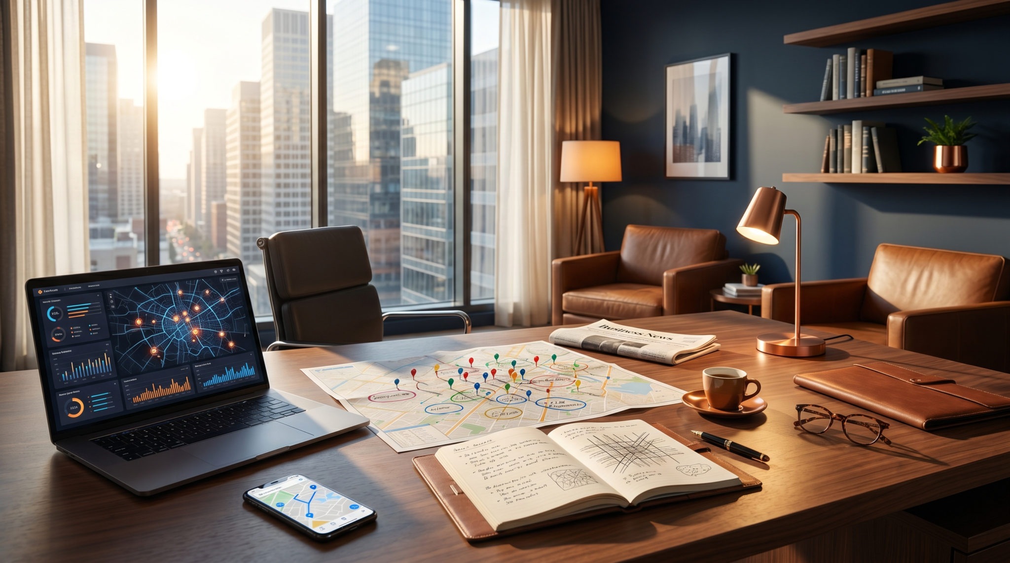 AI consulting jobs near me search workspace with city map and opportunity grid