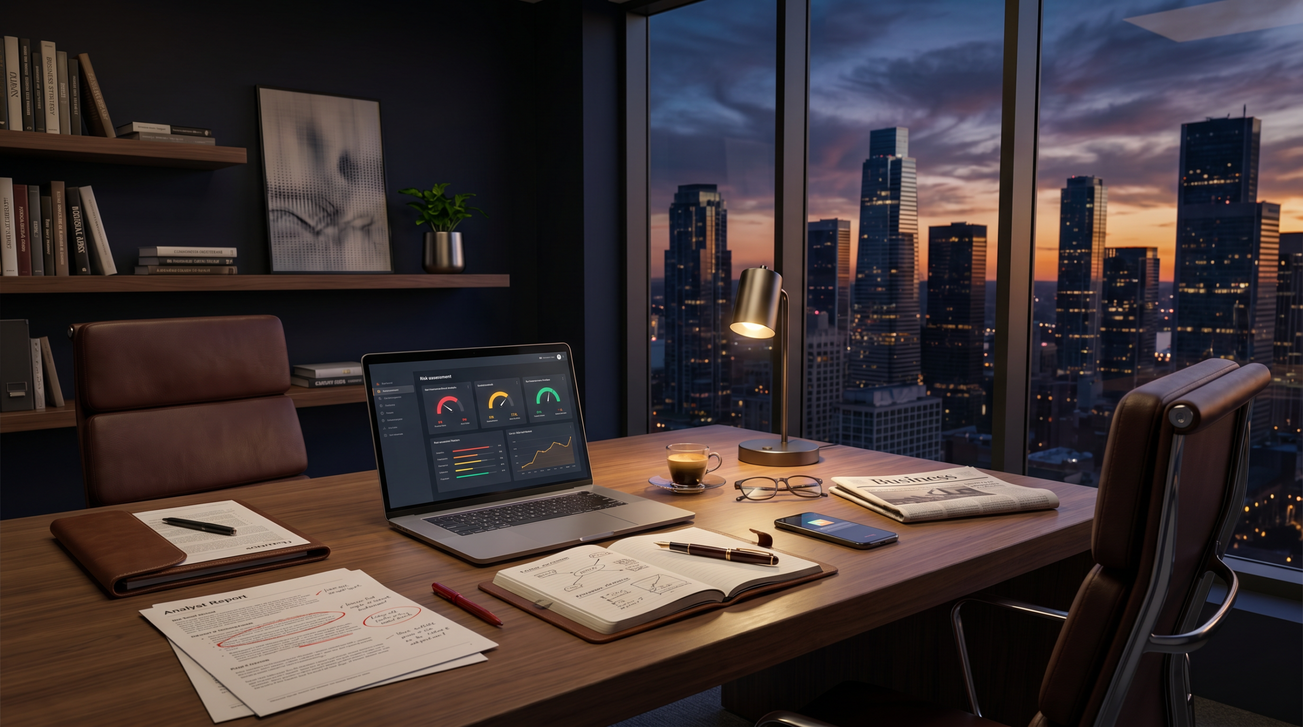 AI implementation failures analysis workspace with risk assessment dashboard