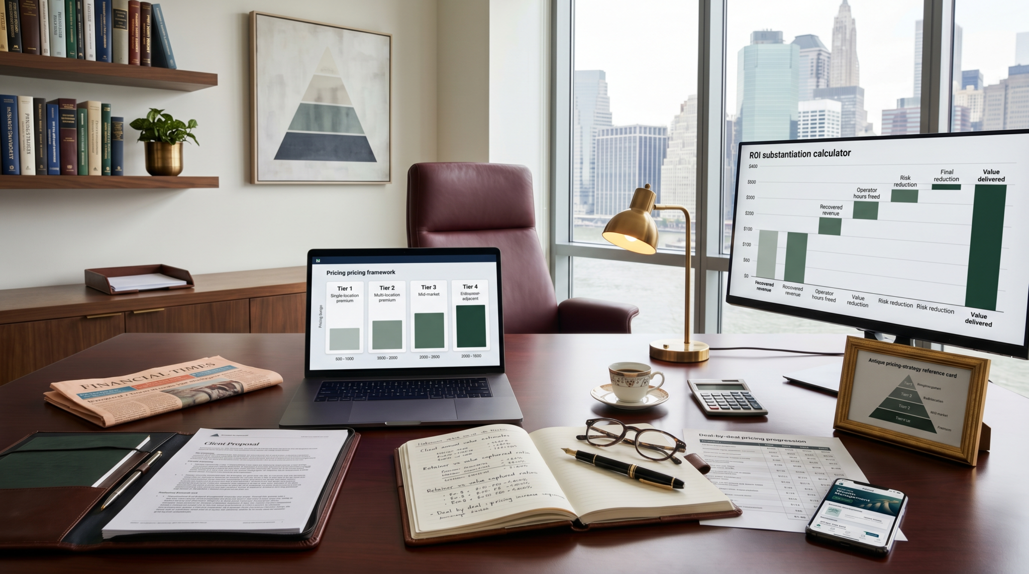 AI retainer pricing for high earning consultants workspace with value-based pricing framework and proposal analysis