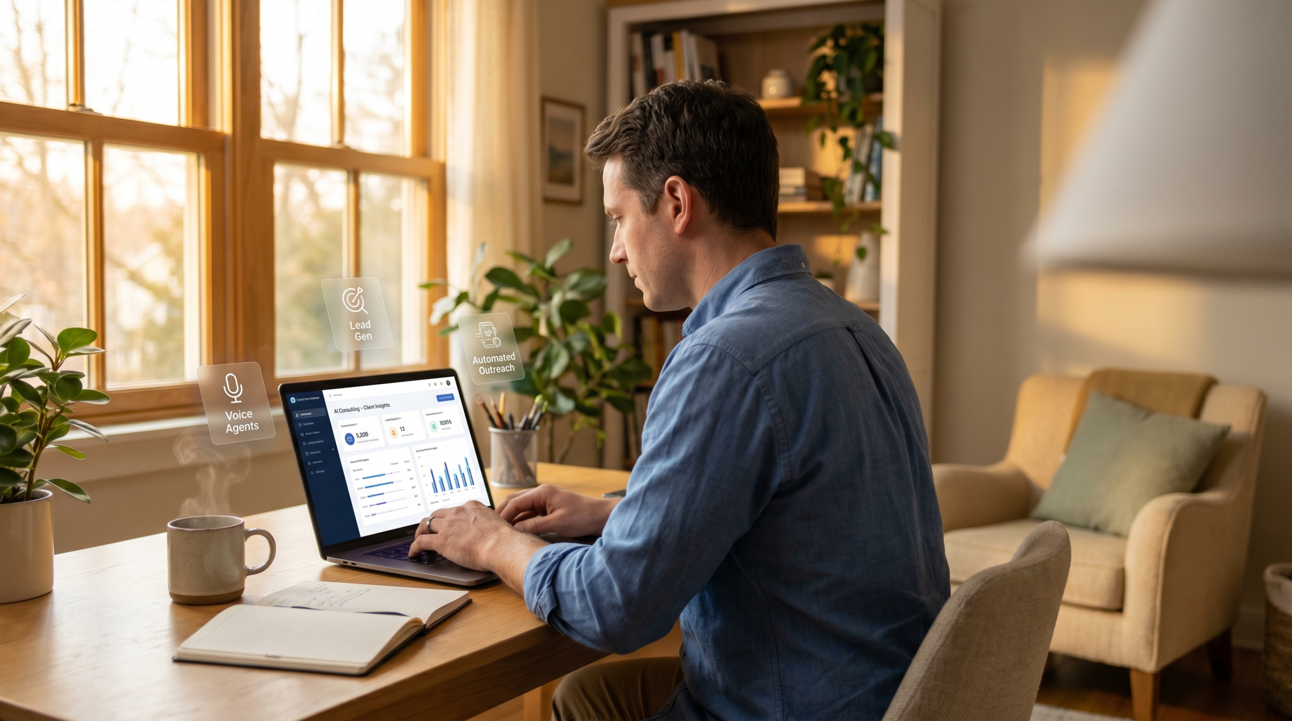 AI side hustle for busy corporate professionals home workspace with evening hours sustainability framework and lean wedge stack