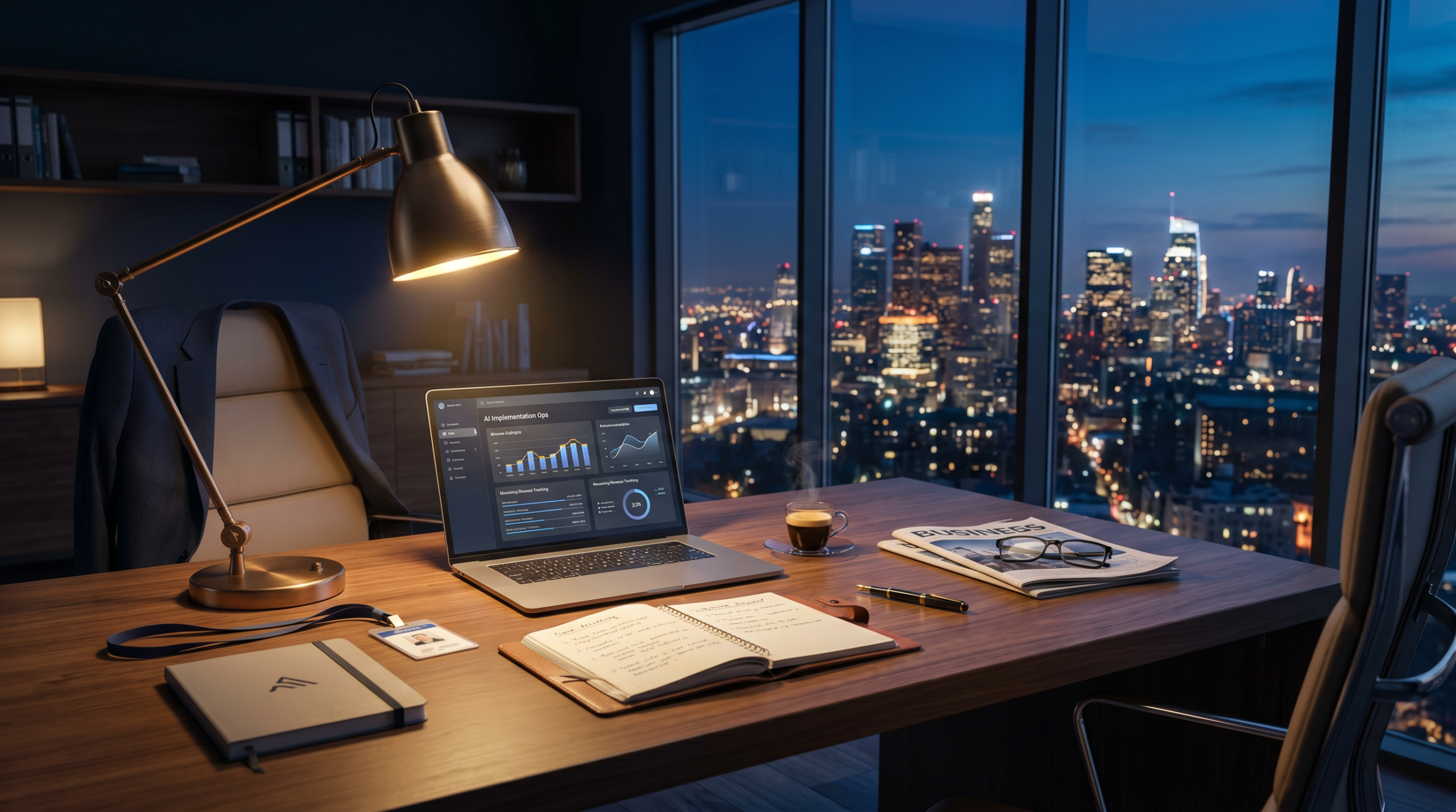 How corporate employees are quietly building AI businesses workspace at evening with side business operations