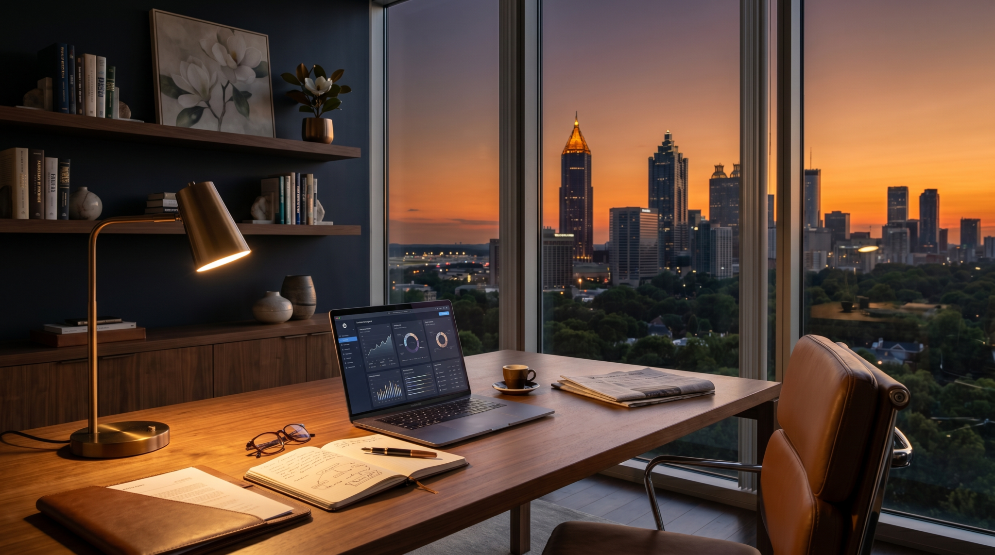 How to start an AI consulting business in Atlanta downtown Buckhead skyline workspace
