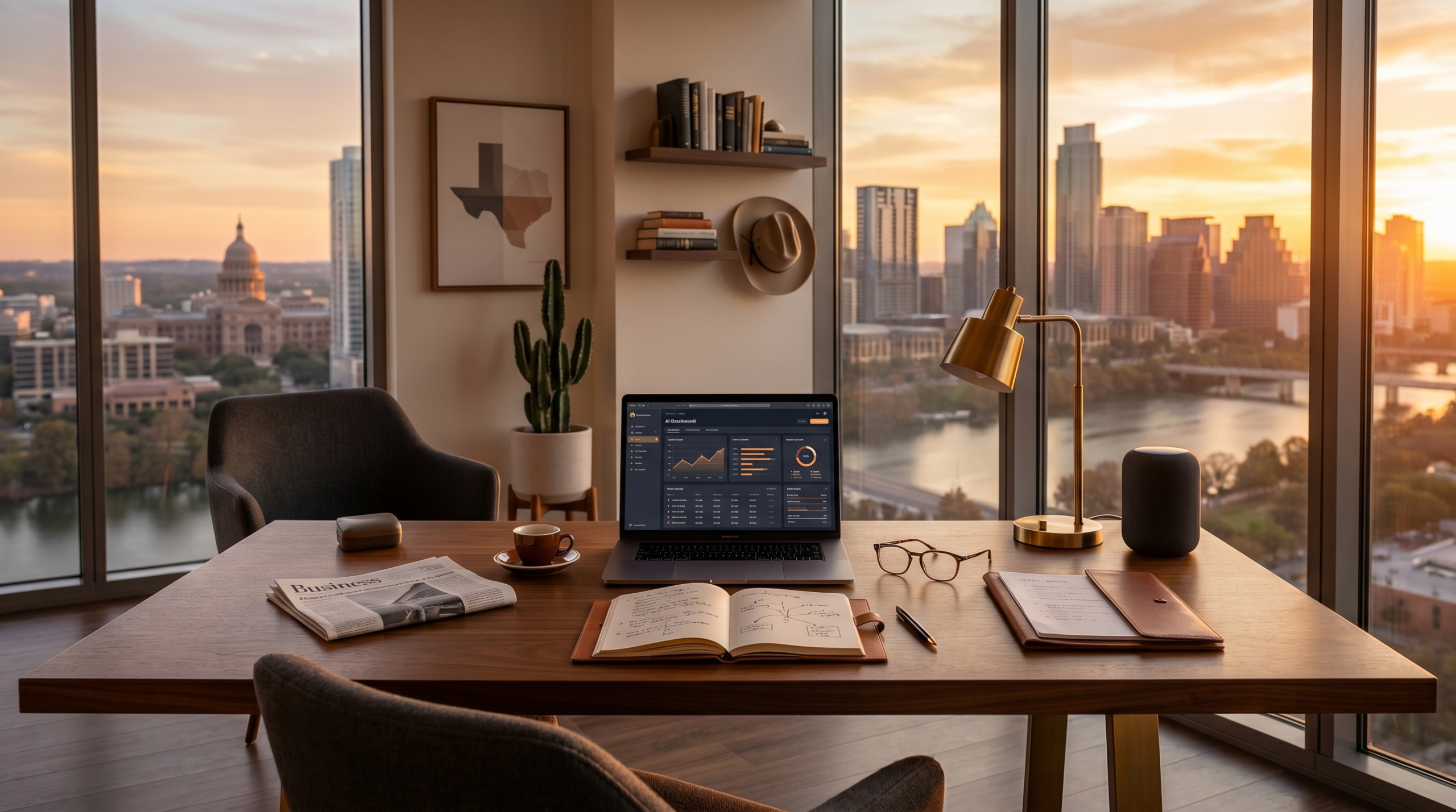 How to start an AI consulting business in Austin downtown skyline workspace