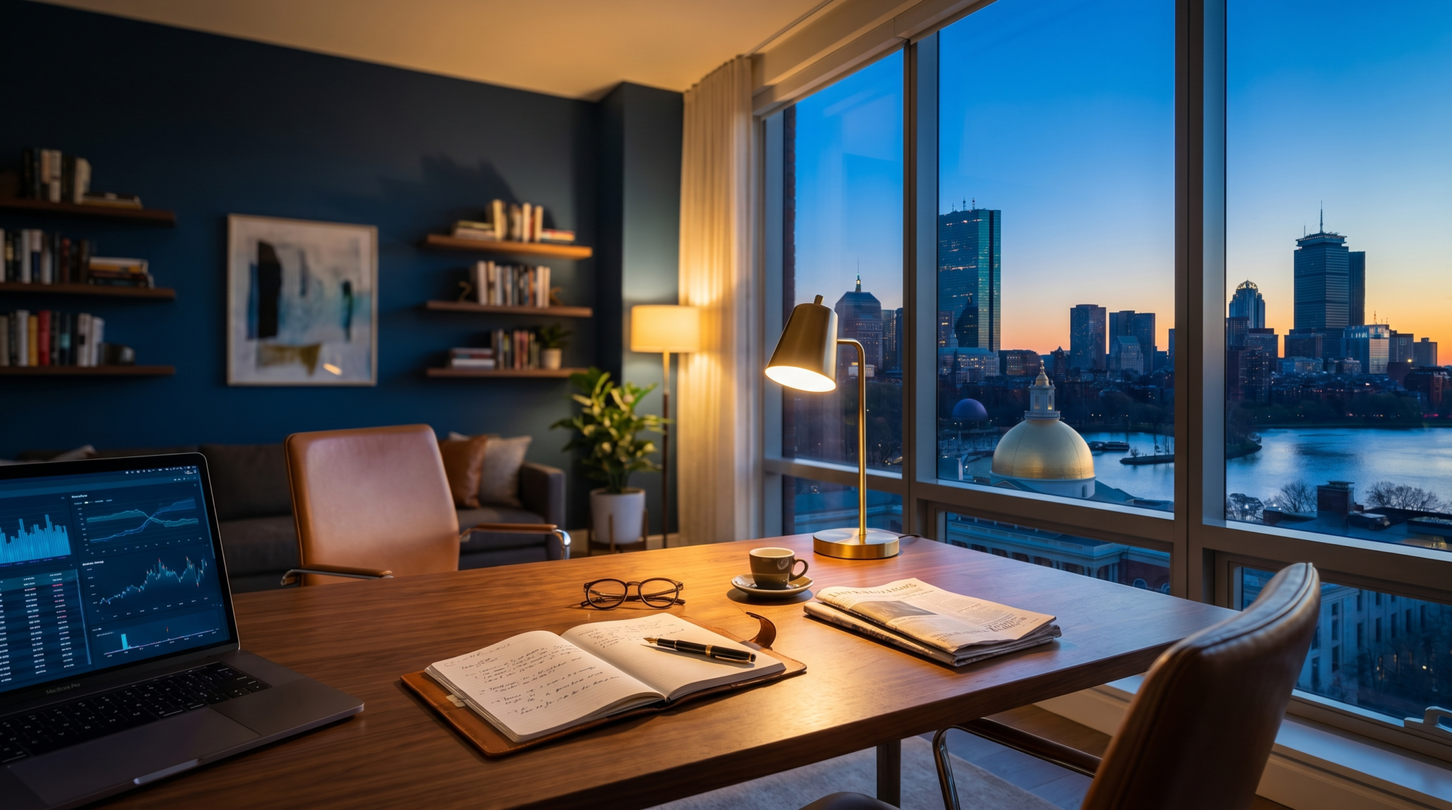 How to start an AI consulting business in Boston skyline workspace