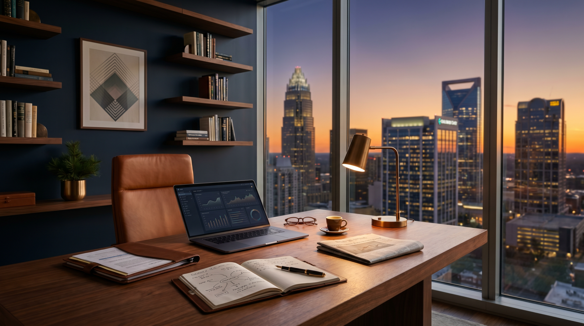 How to start an AI consulting business in Charlotte Uptown skyline workspace