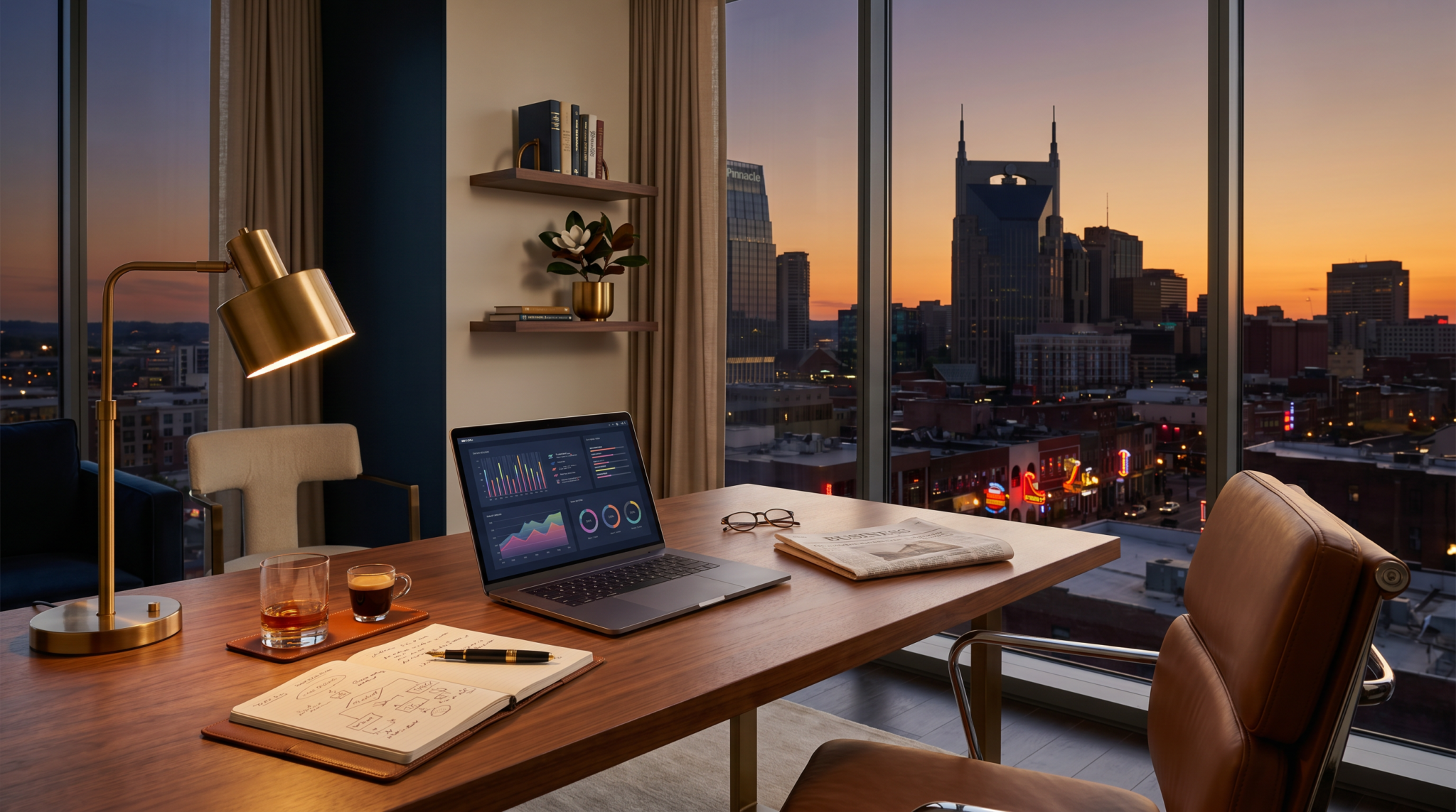 How to start an AI consulting business in Nashville Music City skyline workspace