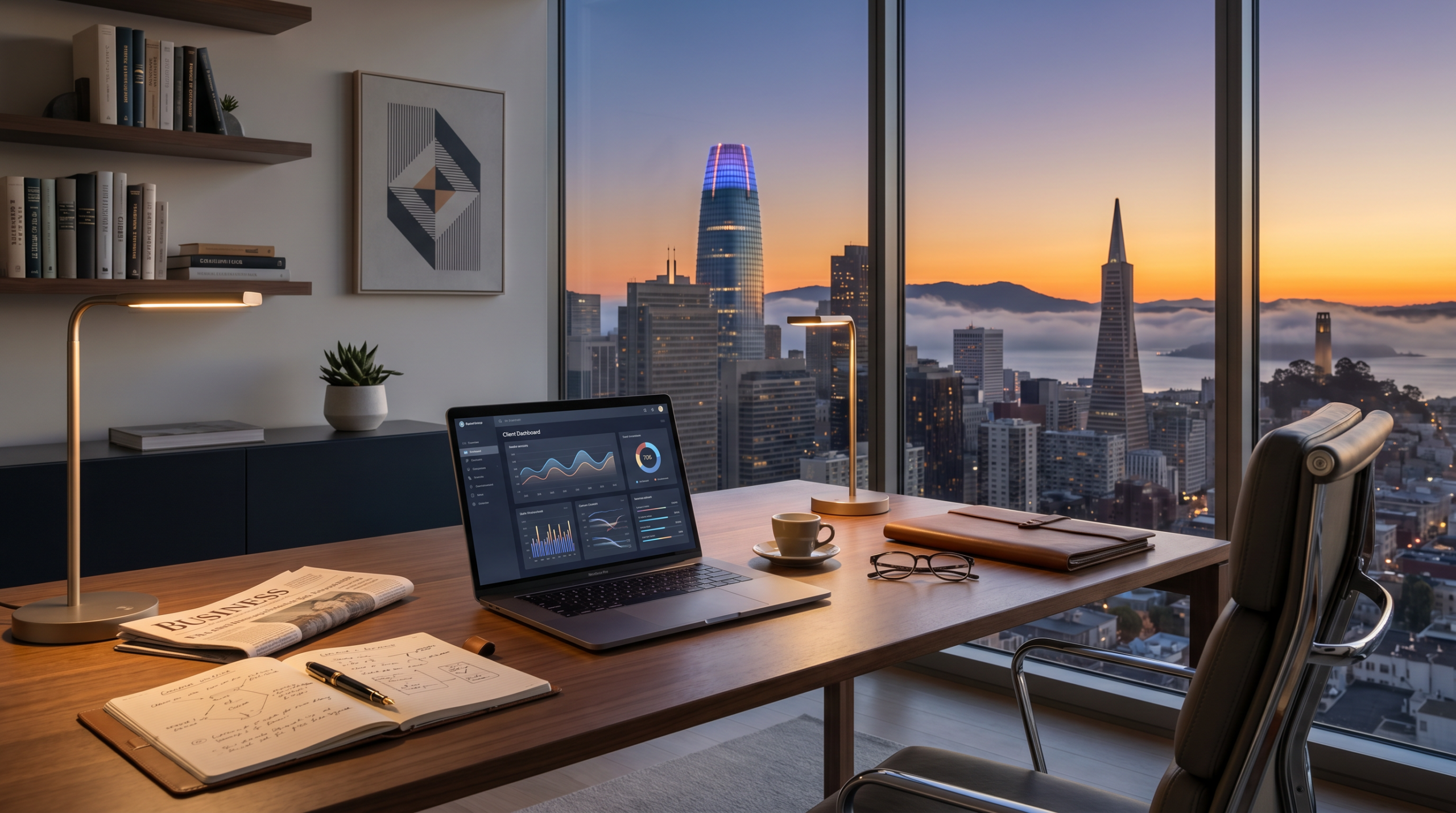 How to start an AI consulting business in San Francisco Bay Area skyline workspace