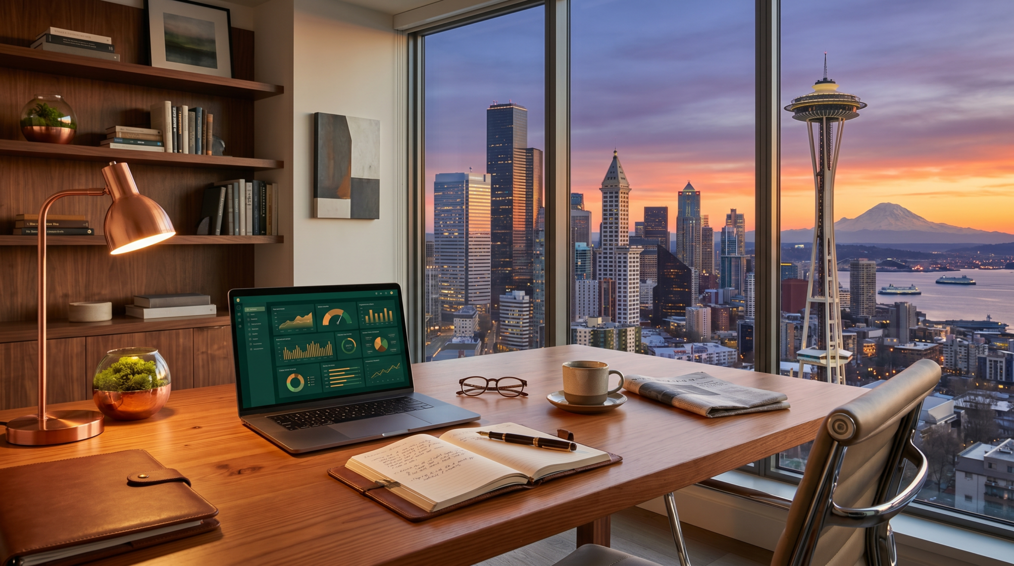 How to start an AI consulting business in Seattle Space Needle skyline workspace