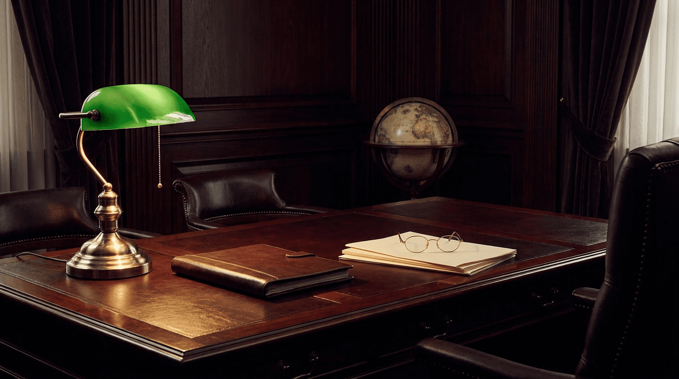 AI advisor positioning for former executives workspace with board-room aesthetic and advisory documents