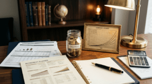 Solo 401k for AI consultants workspace with retirement plan documents, contribution analysis, and tax-deferred savings calculation materials