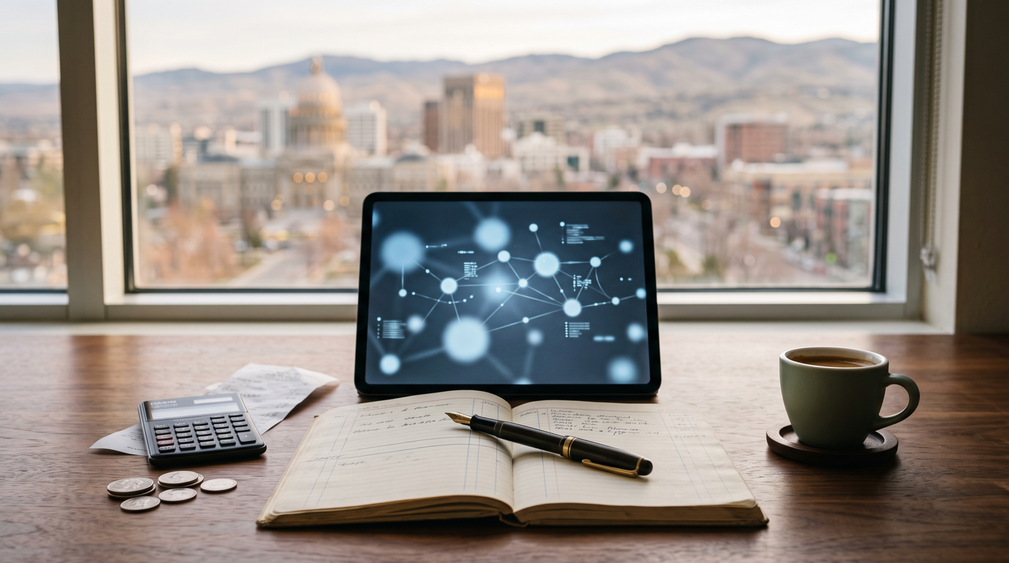 Minimum viable budget for ai agency launch workspace with calculator and lean startup ledger